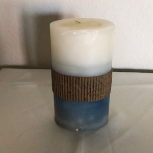 6” Oval Blue/ Cream Candle